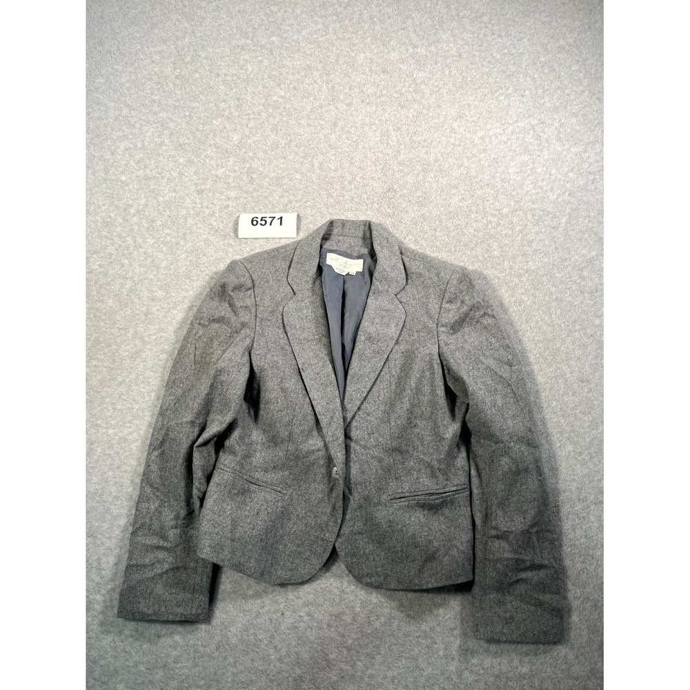 Nanci Jennifer Blazer Jacket Women 9/10 Gray Acrylic Notch Lapel Single Breasted